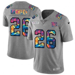 New York Giants #26 Saquon Barkley Men's Multi-Color 2020 NFL Crucial Catch NFL Jersey Greyheather