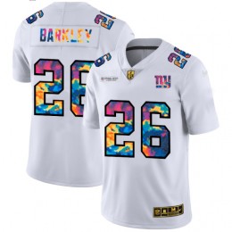 New York Giants #26 Saquon Barkley Men's White Multi-Color 2020 NFL Crucial Catch Limited NFL Jersey