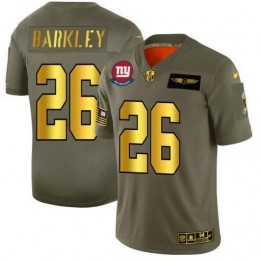 New York Giants #26 Saquon Barkley NFL Men's Olive Gold 2019 Salute To Service Limited Jersey