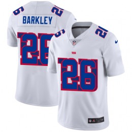 New York Giants #26 Saquon Barkley White Men's Team Logo Dual Overlap Limited NFL Jersey