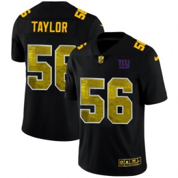 New York Giants #56 Lawrence Taylor Men's Black Golden Sequin Vapor Limited NFL Jersey