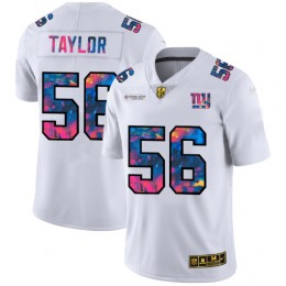 New York Giants #56 Lawrence Taylor Men's White Multi-Color 2020 NFL Crucial Catch Limited NFL Jersey