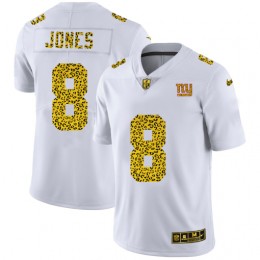 New York Giants #8 Daniel Jones Men's Flocked Leopard Print Vapor Limited NFL Jersey White