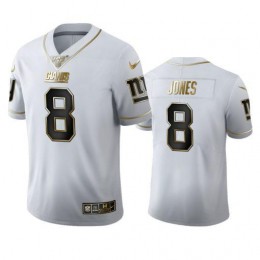 New York Giants #8 Daniel Jones Men's White Golden Edition Vapor Limited NFL 100 Jersey