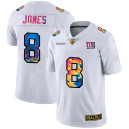 New York Giants #8 Daniel Jones Men's White Multi-Color 2020 NFL Crucial Catch Limited NFL Jersey