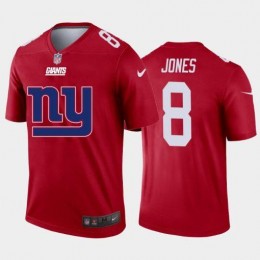 New York Giants #8 Daniel Jones Red Men's Big Team Logo Vapor Limited NFL Jersey