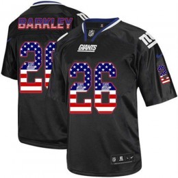 Giants #26 Saquon Barkley Black Men's Stitched NFL Elite USA Flag Fashion Jersey