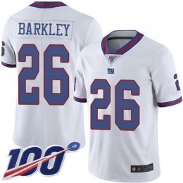 Giants #26 Saquon Barkley White Men's Stitched NFL Limited Rush 100th Season Jersey