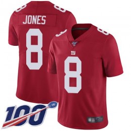 Giants #8 Daniel Jones Red Alternate Men's Stitched NFL 100th Season Vapor Limited Jersey