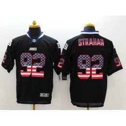 Giants #92 Michael Strahan Black Men's Stitched NFL Elite USA Flag Fashion Jersey