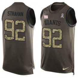 Giants #92 Michael Strahan Green Men's Stitched NFL Limited Salute To Service Tank Top Jersey