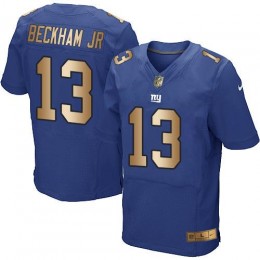 New York Giants #13 Odell Beckham Jr Royal Blue Team Color Men's Stitched NFL Elite Gold Jersey