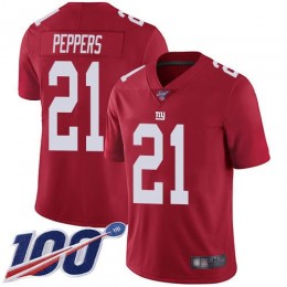 New York Giants #21 Jabrill Peppers Red Alternate Men's Stitched NFL 100th Season Vapor Limited Jersey
