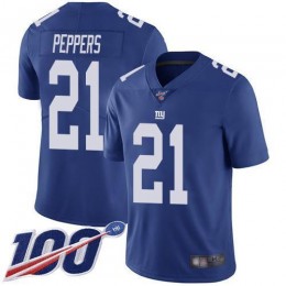 New York Giants #21 Jabrill Peppers Royal Blue Team Color Men's Stitched NFL 100th Season Vapor Limited Jersey