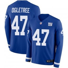 New York Giants #47 Alec Ogletree Royal Blue Team Color Men's Stitched NFL Limited Therma Long Sleeve Jersey