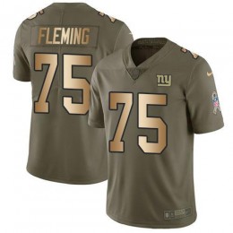 New York Giants #75 Cameron Fleming Olive/Gold Men's Stitched NFL Limited 2017 Salute To Service Jersey