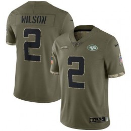 New York Jets #2 Zach Wilson Men's 2022 Salute To Service Limited Jersey – Olive
