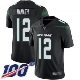 Jets #12 Joe Namath Black Alternate Men's Stitched NFL 100th Season Vapor Limited Jersey