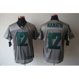 Jets #12 Joe Namath Grey Shadow Men's Stitched NFL Elite Jersey