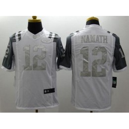 Jets #12 Joe Namath White Men's Stitched NFL Limited Platinum Jersey