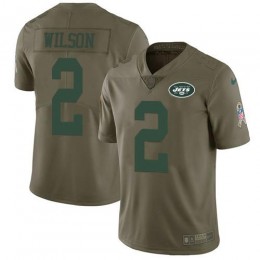Jets #2 Zach Wilson Olive Men's Stitched NFL Limited 2017 Salute To Service Jersey