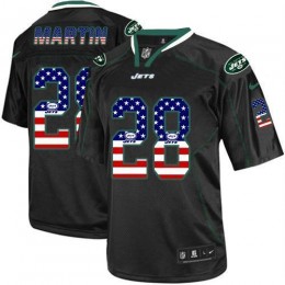 Jets #28 Curtis Martin Black Men's Stitched NFL Elite USA Flag Fashion Jersey