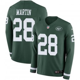 Jets #28 Curtis Martin Green Team Color Men's Stitched NFL Limited Therma Long Sleeve Jersey