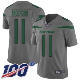 New York Jets #11 Robby Anderson Gray Men's Stitched NFL Limited Inverted Legend 100th Season Jersey