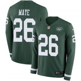New York Jets #26 Marcus Maye Green Team Color Men's Stitched NFL Limited Therma Long Sleeve Jersey