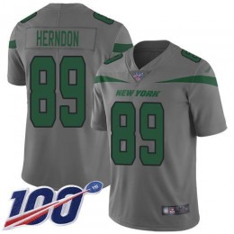 New York Jets #89 Chris Herndon Gray Men's Stitched NFL Limited Inverted Legend 100th Season Jersey
