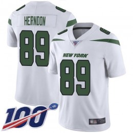 New York Jets #89 Chris Herndon White Men's Stitched NFL 100th Season Vapor Limited Jersey