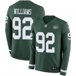 New York Jets #92 Leonard Williams Green Team Color Men's Stitched NFL Limited Therma Long Sleeve Jersey