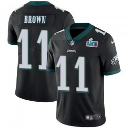 Eagles #11 A.J. Brown Black Alternate Super Bowl LVII Patch Men's Stitched NFL Vapor Untouchable Limited Jersey