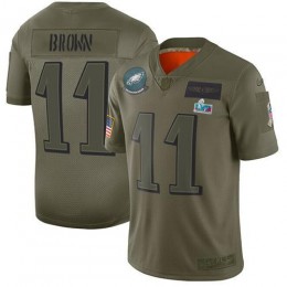 Eagles #11 A.J. Brown Camo Super Bowl LVII Patch Men's Stitched NFL Limited 2019 Salute To Service Jersey