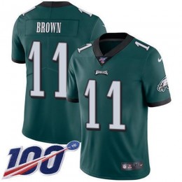 Eagles #11 A.J. Brown Green Team Color Men's Stitched NFL 100th Season Vapor Untouchable Limited Jersey