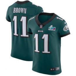 Eagles #11 A.J. Brown Green Team Color Super Bowl LVII Patch Men's Stitched NFL Vapor Untouchable Elite Jersey