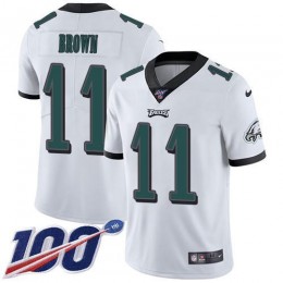 Eagles #11 A.J. Brown White Men's Stitched NFL 100th Season Vapor Untouchable Limited Jersey