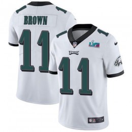 Eagles #11 A.J. Brown White Super Bowl LVII Patch Men's Stitched NFL Vapor Untouchable Limited Jersey