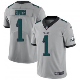 Eagles #1 Jalen Hurts Silver Men's Stitched NFL Limited Inverted Legend Jersey