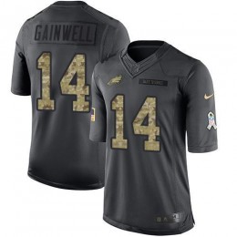 Eagles #14 Kenneth Gainwell Black Men's Stitched NFL Limited 2016 Salute To Service Jersey