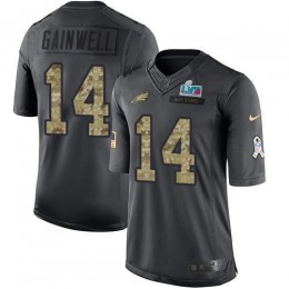 Eagles #14 Kenneth Gainwell Black Super Bowl LVII Patch Men's Stitched NFL Limited 2016 Salute To Service Jersey