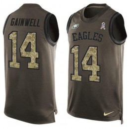 Eagles #14 Kenneth Gainwell Green Men's Stitched NFL Limited Salute To Service Tank Top Jersey