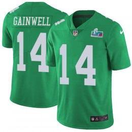 Eagles #14 Kenneth Gainwell Green Super Bowl LVII Patch Men's Stitched NFL Limited Rush Jersey
