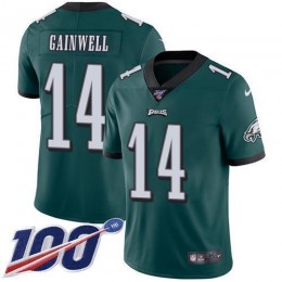 Eagles #14 Kenneth Gainwell Green Team Color Men's Stitched NFL 100th Season Vapor Untouchable Limited Jersey