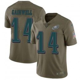 Eagles #14 Kenneth Gainwell Olive Men's Stitched NFL Limited 2017 Salute To Service Jersey