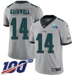 Eagles #14 Kenneth Gainwell Silver Super Bowl LVII Patch Men's Stitched NFL Limited Inverted Legend 100th Season Jersey