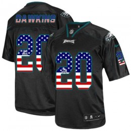 Eagles #20 Brian Dawkins Black Men's Stitched NFL Elite USA Flag Fashion Jersey