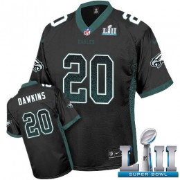 Eagles #20 Brian Dawkins Black Alternate Super Bowl LII Men's Stitched NFL Elite Drift Fashion Jersey