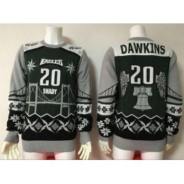 Eagles #20 Brian Dawkins Green/Grey Men's Ugly Sweater