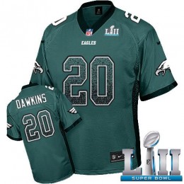 Eagles #20 Brian Dawkins Midnight Green Team Color Super Bowl LII Men's Stitched NFL Elite Drift Fashion Jersey